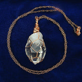 Raw Clear Quartz Crystal Pendants Copper Wire-Wrapped Pendant Handmade  Healing Grounding 20" Chain | Woot & Hammy